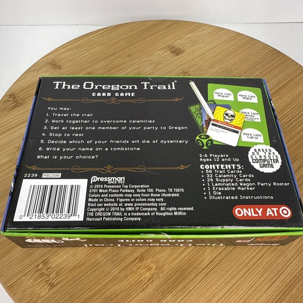 The Oregon Trail Pressman Card Game‎ 2-6 Players Ages 8+ 2016 Edition